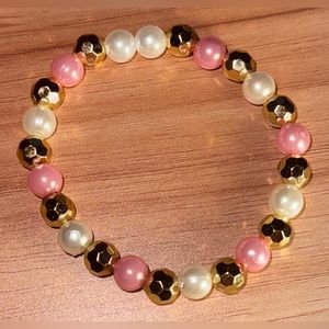 Golden Petal Pearl Bracelet (Handmade Bracelet)